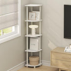 Furinno Turn-N-Tube Corner Shelf, 5-Tier Corner Bookshelf, Open Storage Shelves, for Organization and Storage, Living Room, Home Office, Garage, Bedroom, Plain White - Image 2