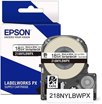 Epson LABELWORKS 218NYLBWPX Nylon Tape - Black on White - 3/4" (18mm), 19ft by EpsonLABELWORKS