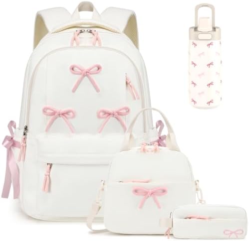 4PCS Bow Backpack for Girls with Insulated Water Bottle by Unknown
