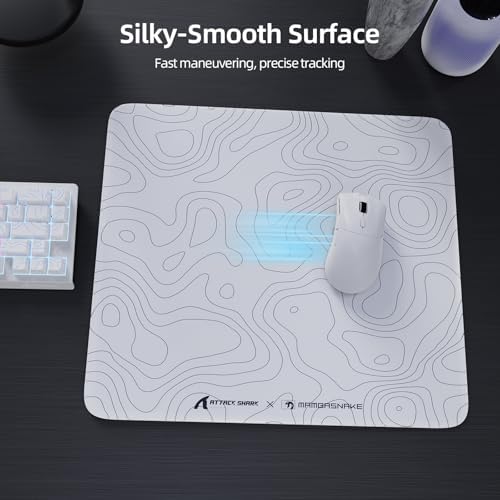 ATTACK SHARK CM05 Glass Gaming Mouse Pad,17.7x15.7 in Large Mouse Mat，Non Slip 9H Hard Mousepads,Nano-Textured Glass Surface with Improved Precision and Speed for FPS Players-White Contour - Image 3