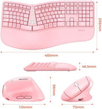 MEETION Ergonomic Keyboard Mouse Combo, Split Design, Vertical Mouse, Pink - Image 6