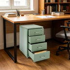 4 Drawer Vertical File Cabinet, Beige Metal File Cabinet with Lock(Green) - Image 7