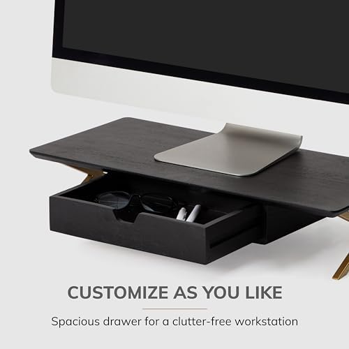 Anji Mountain Monitor Stand for Desk - Desktop Organizer & Laptop Riser, Ergonomic Monitor Riser, Space-Saving, Durable, Easy Assembly & Ideal for Home & Office,Black, 24-Inch, Storage Edition - Image 2