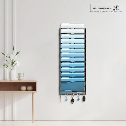13-Tier Hanging Wall File Organizer with Hooks for Office Organization - Image 2