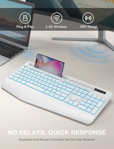 SABLUTE Wireless Keyboard with 7 Colored Backlit, Wrist Rest, 2.4G Lag-Free - Image 4
