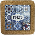Portugal Azulejo Tiles, Ethnic Portugese Ceramic Tiles - Cork Trivets - Home & Wall Decorations (7.8 Inch - 20cm) (Porto in 9 Tiles) by GOLDTON