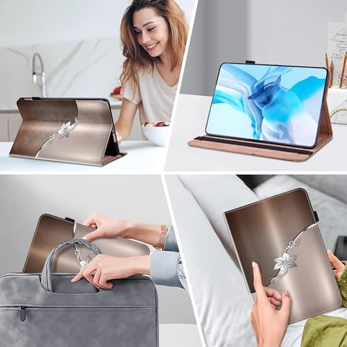 Case for 7" Kindle Paperwhite 12th Generation 2025/2024 & Kindle Colorsoft Signature Edition, Multi-Angle Viewing PU Leather Case with Card Slot for Kindle Paperwhite 2025 - Silver Flower - Image 5
