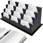 Vevitts Business Card Holder, Acrylic Business Card Display, Clear Desktop Business Card Stand for Exhibition, Home & Office Black 4 Tiers 12 Slots by Vevitts