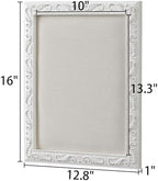 SOFE Small Linen Bulletin Board - White Wood Framed Memo Board 16 × 13 Inch - Image 2