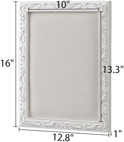 SOFE Small Linen Bulletin Board - White Wood Framed Memo Board 16 × 13 Inch - Image 2