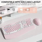 Wireless Keyboard and Mouse Combo,2.4G Ergonomic Wave Keys(Pink-A) - Image 5