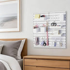 4 Pack White Plastic Pegboard Wall Shelf Organizer with Modular Storage - Image 2