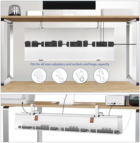 Zilink Under Desk Management Tray Desk Cable Organizer 40 inch, White - Image 3