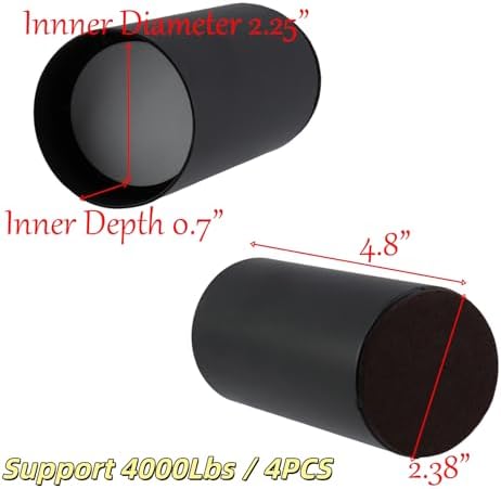 Round Steel Riser, 4.1-4.8 Inch Height, Fits 2.25 Inch Leg, 4Pcs Black - Image 4