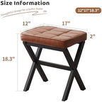 Foot Stool Small Ottoman Foot Rest Padded Foot Stool Desk for Under Office Desk Vanity Stool Bamboo Footstool Sofa Footrest Shoe Stool Small Foot Stools (Black Legs + Reddish Brown) - Image 2