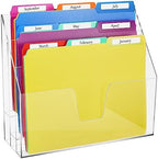 Estune Acrylic Vertical File Organizer Horizontal Triple File Folder Holder by Estune