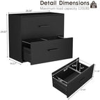 File Cabinet, 2 Drawer Lateral Filing Cabinet with Hanging Bars for Letters, Black File Cabinets for Home Office, Large Printer Stand, Wood Office Storage Cabinet - Image 3