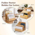 Bamboo Mail Organizer, File Holder for Office, Countertop - Image 7