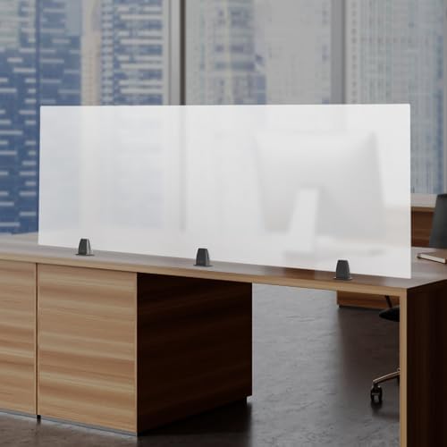 Desk Privacy Panel, Desk Divider, Desks Partition, Frosted Acrylic Desktop Privacy Panel with Stable C-Clamp for Home Office School Retail Clinic (1Pcs, 60 * 22 * 2in) - Image 2