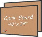 2-Pack Cork Board Bulletin Board 36 x 48, Black Wood Framed 4x3 Corkboard, Office Board for Wall Cork, Large Wall Mounted Notice Pin Board with 32 Push Pins for School, Home & Office by Justdowhatyouwanttodo