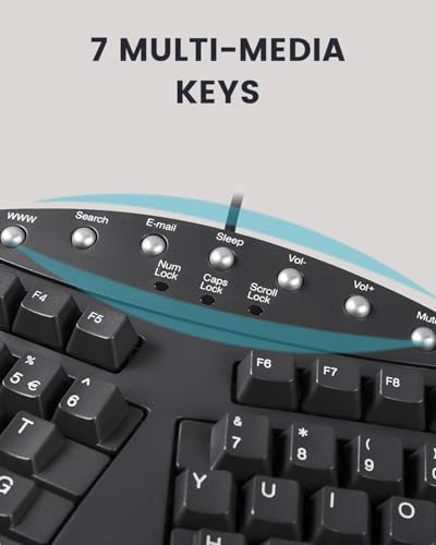 Perixx PERIBOARD-512B Wired Ergonomic Keyboard - Split Keyboard, Wrist Rest, Natural Typing - Wired USB Connectivity - US English - Black - Image 6