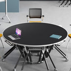 CENNBIE 54 Inches Round Cork Leather Dining Table Mat (Black) - Image 6