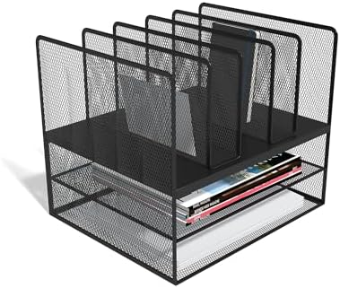 TRU RED Wire Mesh File Organizer, 7-Compartment, Matte Black - Image 4