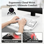 Cloud Keyboard Wrist Rest with Sloped Keyboard Pad, Ergonomic 3-in-1 Mouse Pad with Wrist Support and Coaster, Non-Slip Memory Foam Desk Mat Set for Mechanical Keyboard, Office & Gaming,White - Image 5
