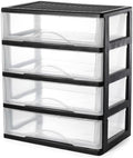 BYCY Medium 4 Drawer Clear Stacking Desktop Organizer for Office Supplies,Stackable Storage Drawers Plastic Storage Bins For Kitchen Cabinets, Pantry, Home Organization (Black, Medium 4Drawer) by BYCY