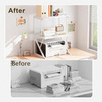 aboxoo Printer Stand for Desk to Save Space, Metal+Wood for Home Office - Image 2