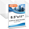 EHWINE Acrylic Sign Holder 8.5 x 11, 10 Pack Double-Sided Stand up Table Top Sign Holders, Clear Acrylic Picture Frame Menu Flyer Paper Holder Display Stand for Office Business Store Wedding Party by EHWINE