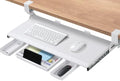ETHU Corner Keyboard Tray Under Desk with Metal Rail, 26.8x11.8", White by ETHU