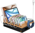 Bamboo Charging Station with 5 Port Charger HUB & 5 Cables- Natural + Black by PezinHulin