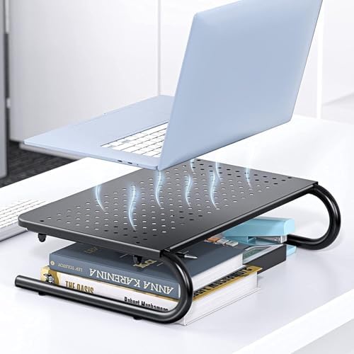 HUANUO Monitor Riser for Desk, Laptop Stand with Vented Steel Shelf, 2 Pack - Image 4