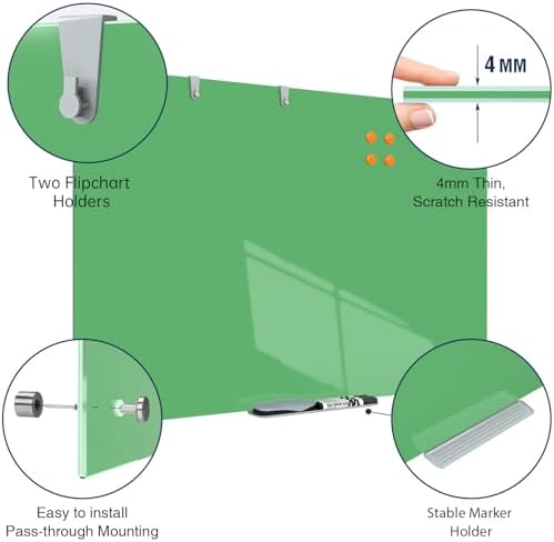 TSJ OFFICE White Board for Wall - 36" x 24" Green Glass Board 3 X 2 FT - Image 2