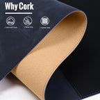 HAUTOCO Cork Desk Mat 48''x19.7'', Distressed PU Leather & Cloth Desk Pad - Image 3