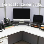 Mind Reader Dual Monitor Stand, Desktop Organizer, Laptop Riser, Office, MDF, 51.25"L x 9.25"W x 4.75"H, Black - Image 6