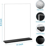 EHWINE 12 Pack Acrylic Sign Holder 8.5 x 11, Double-Sided Stand up Table Top Sign Holders, Clear Acrylic Picture Frame Menu Flyer Paper Holder Display Stand for Office Business Store Wedding Party(Black Base) - Image 2