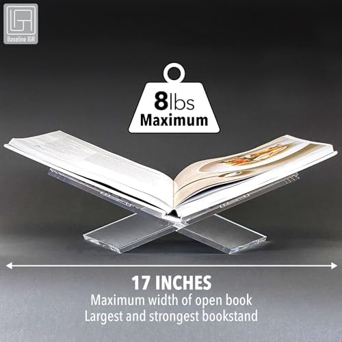 Medium Clear Acrylic Book Stand, 8.7” x 6.3” x 3.6”, Acrylic Book Holder, Open Bookstand for Display and Reading Cookbooks, Art Books, Bibles, Magazines - Home and Office - Image 6