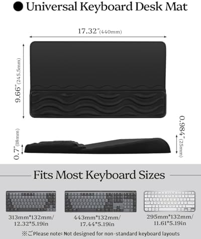 Wrist Rest for Computer Keyboard, 2 in 1 Keyboard Wrist Support Pad, Memory Foam Keyboard Riser Holder Lift Tray with Wrist Pad for Easy Typing for Office Desk, Home, School (150-Black) - Image 3