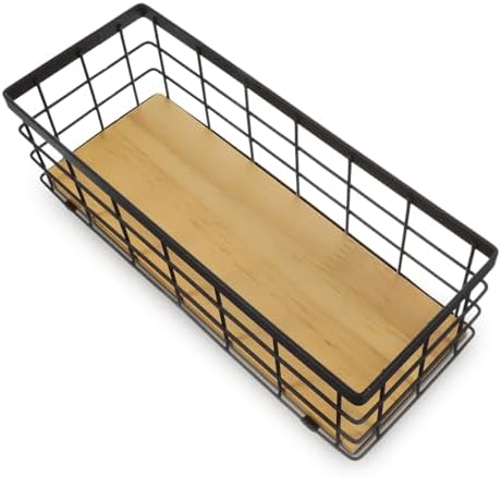 Set of 2 Small Wire Baskets, Narrow Black Metal Storage Bins for Bathroom Counter & Kitchen, Farmhouse Rustic Organizer Trays for Pantry, Office, RV, Countertop Decoration - Image 4