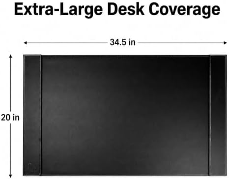 Sumac Premium Vegan Leather Desk Pad 34x20 inch - Large Office Desk Mat Waterproof Multi-Functional Desk Protector Mouse Pad (Black) - Image 4
