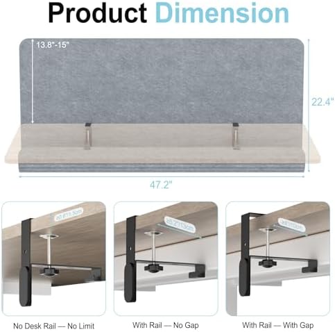 Desk Privacy Panel with Wire Management, 47.2" x 22.5" Cubicle Desk Divider - Image 3
