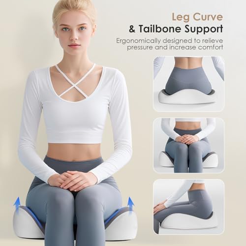 FLORICH Car Seat Cushion for Driving, Memory Foam Seat Cushion for Car Office Chair, Ergonomic Office Seat Chair Cushion for Sciatica Pain Relief, Larger Car Seat Cushion for Trunk - Gray - Image 2