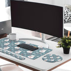 Britimes Keyboard Mouse Pad Set, 4 in 1 Desk Mat Set, Christmas Snowflake - Image 3