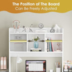 SUPER DEAL Desktop Bookshelf, Countertop Storage Hutch with 4 Shelves for Computer Desk, 2-Tier Display Rack, Multipurpose Wood Desk Hutch Storage Organizer for Home Office Dorm, White - Image 4
