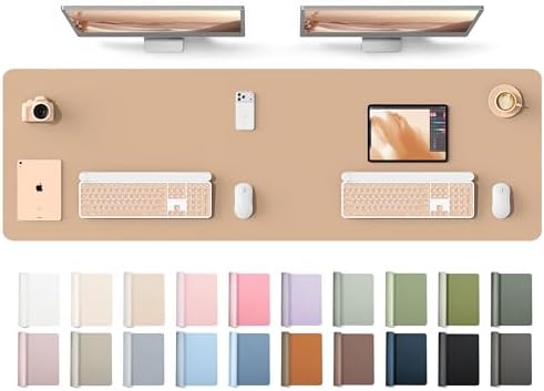 YSAGi Leather Desk Protector, Office Mat, Large Mouse Mat, Non-Slip PU Leather Blotter, Laptop Desk Mat, Waterproof Writing Pad for Office and Home(Latte, 63" x 17.2") by YSAGi