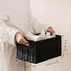 joybest Black Wicker Baskets for Shelves, Hand-woven Storage Baskets - Image 4