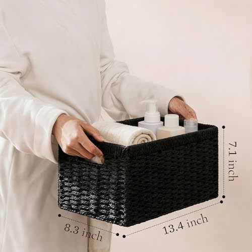 joybest Black Wicker Baskets for Shelves, Hand-woven Storage Baskets - Image 4