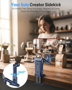 OMOTON TP02-Pro Magnetic Phone Holder, 5-in-1 Tripod Stand with Rear Attachment Plate | Desk, Kitchen, Gym, Vlogging | iPhone 12-17 Series, Blue - Image 3